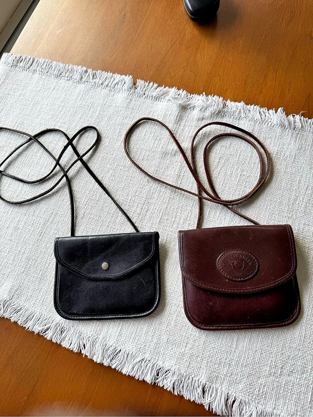 Michael Green Vintage Leather Crossbody Pouch Brown & Black